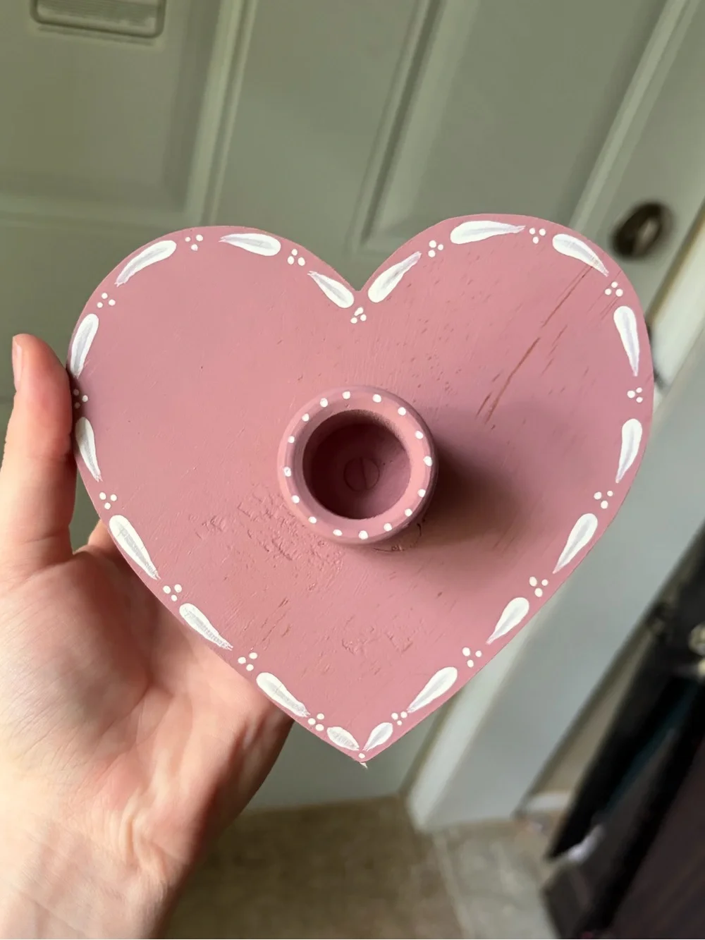 Vintage 1987 Country Wooden Heart Taper Candle Holders - Set of 2